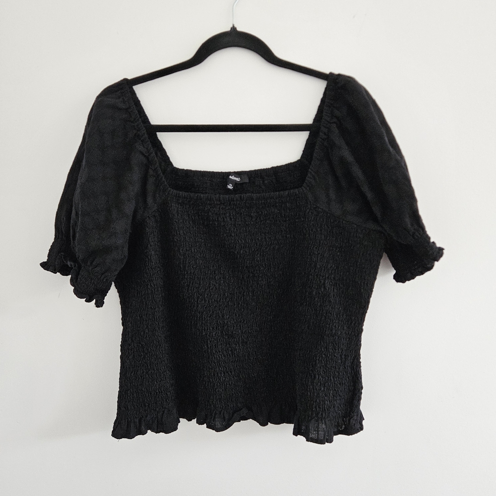 Madewell Black Smocked Blouse